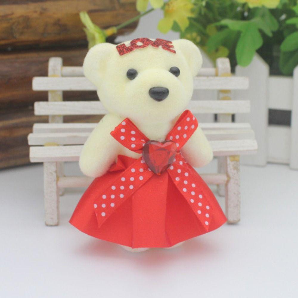 10pcs/set Plush Doll Mini Bear Flower Bouquet Plush Animal Cartoon Bouquet Doll Graduation Gifts