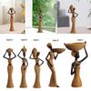 African Woman Figure Table Sculpture Handmade Retro Weave Pattern Decorative for