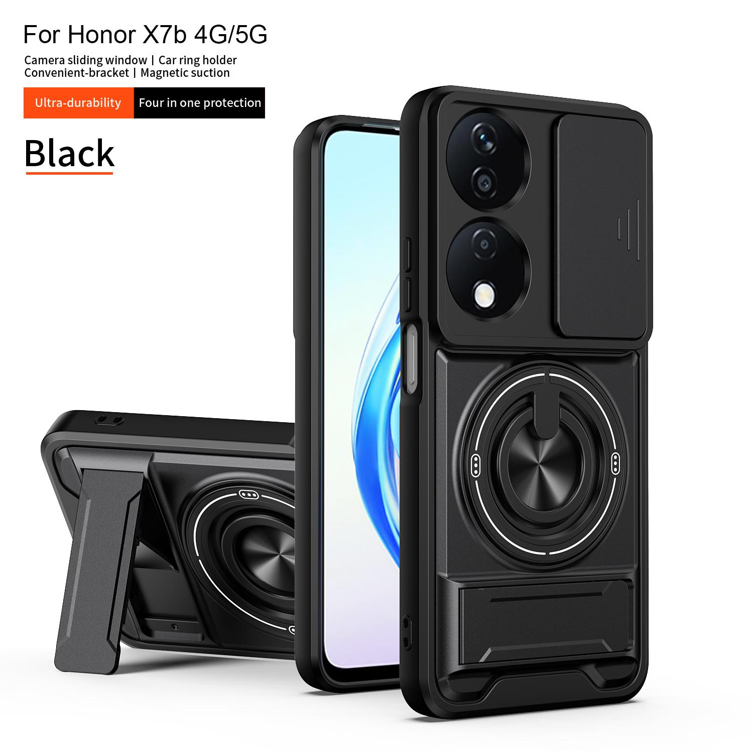 Для Honor 90 Умный чехол Honor X7B Чехол Honor 90 Умные чехлы Магнитный складной держатель Magsafe Военная броня Чехол с защитой камеры Honor 90 Smart black