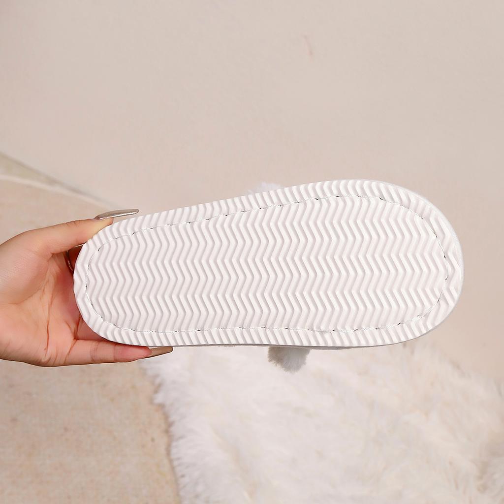 Home Slippers, Comfortable and Warm Open Toed Soft Plush Shoes, Solid Color Indoor Floor Slippers
