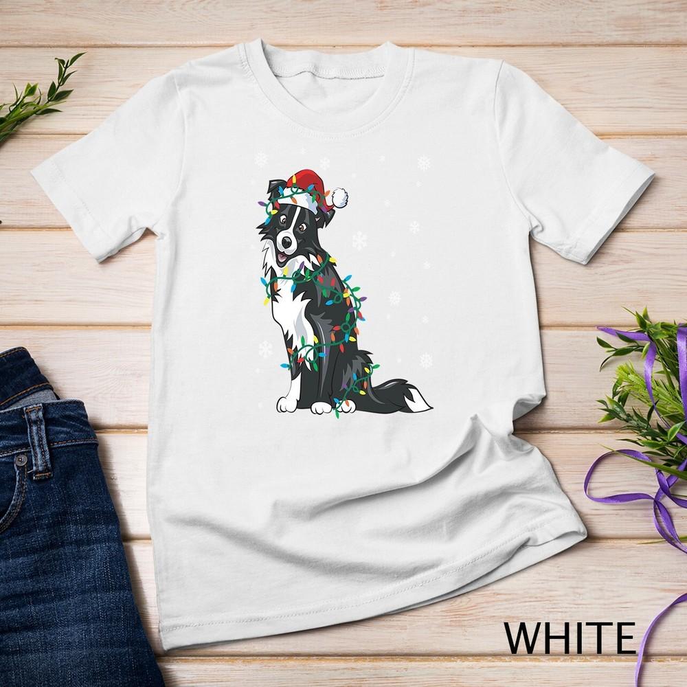 

Border Collie Wrapped In Christmas Lights Dog Unisex T-shirt 2XL
