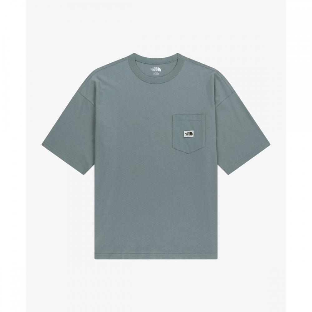 The North Face Pocket Short Sleeve Round Tee Grayish Blue Nt7us01l GRAYISH BLUE/090