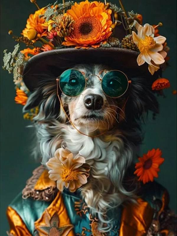 Dog Hat Flower Diamond Painting New Arrivals Animals Diy Full Square Round Drill Rhinestone Embroidery Sale Mosaic Cross Stitch Kits Wall Decor