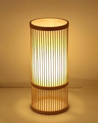 AOVOCO Bamboo Woven Floor Lamp, LED Desk Light, Standing Light, 18cm Diameter X 42cm Height, Japanese Style, Fully Assembled, LED, Floor-Standing,