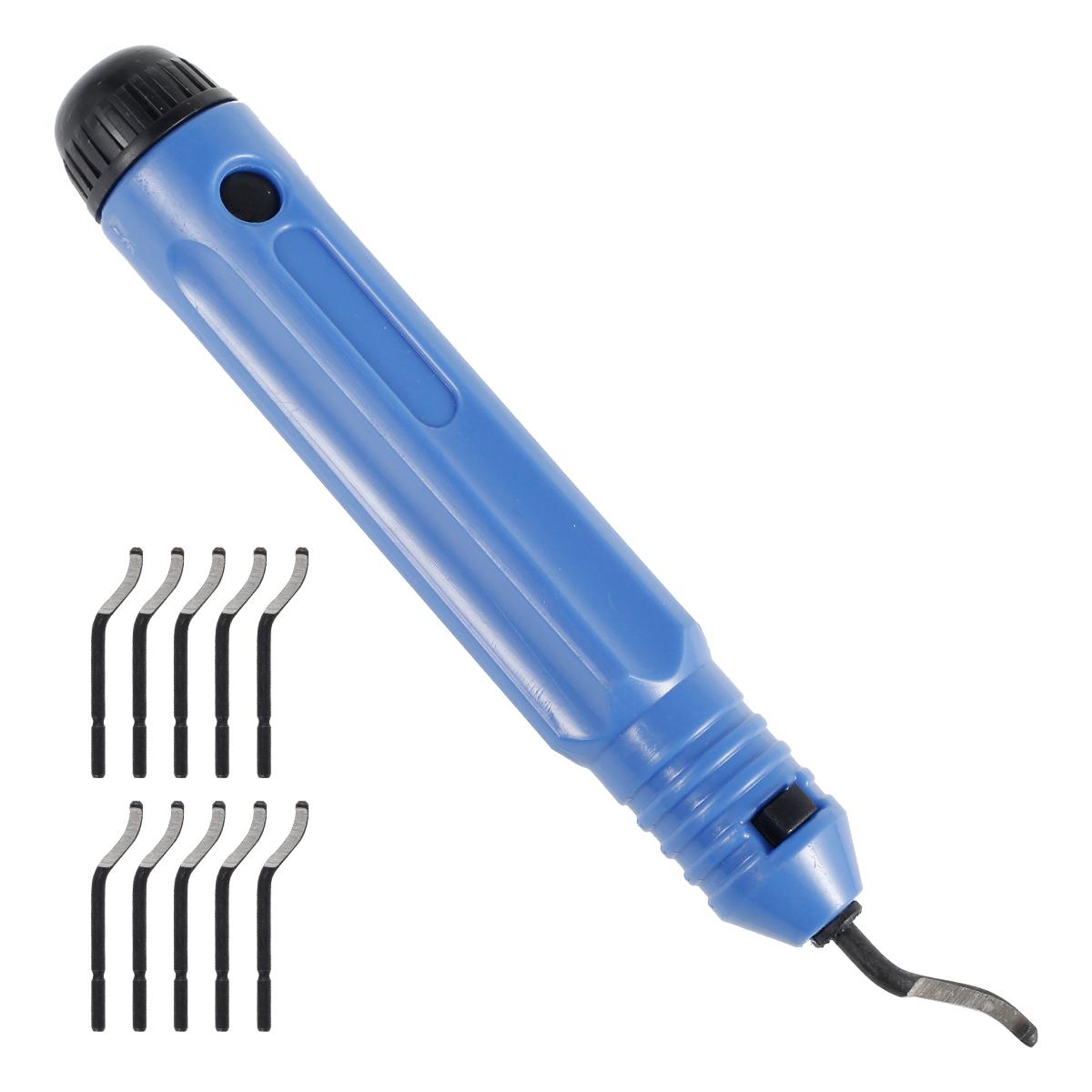 

Deburring Tool Set with 10pcs High Speed Steel Swivel Blades Burr Removal Tool for Metal Resin PVC Pipes Copper Plastic Aluminum