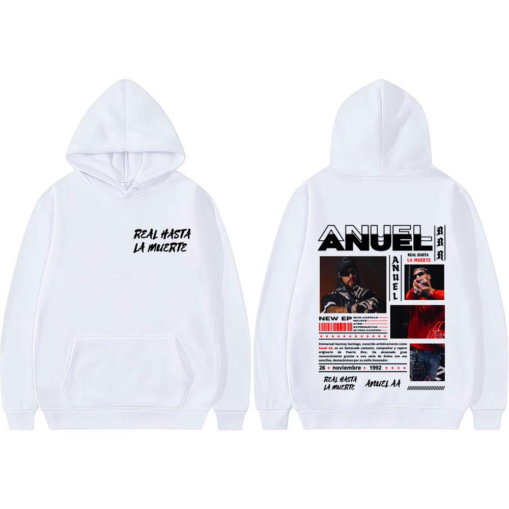 Rapper Anuel AA Real Hasta La Muerte Album Tour Cover Sweatshirt Men Women Vintage Hip Hop Trend Hoodie Streetwear Loose Hoodies