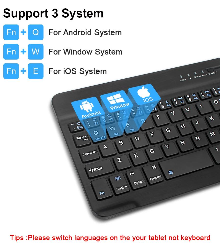 Hebrew Russian Korean Spanish Portable 10 Inch Wireless Keyboard and Mouse Set For iPad Samsung Huawei Tablet Laptop IOS Android