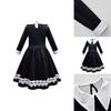 Wednesday Addams Dress Bag Wig Cosplay Costume Girls Xmas Party