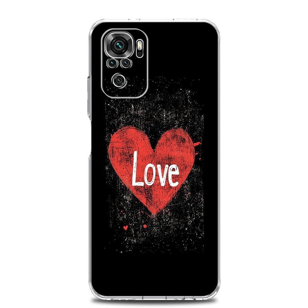 Phone Case For Xiaomi Redmi Note 13 12 5G 9S 9 8 10 11 Pro Plus 4G 9T 13C 12C 10C 9C 9A 7 Clear Cover I Love you Pink Heart