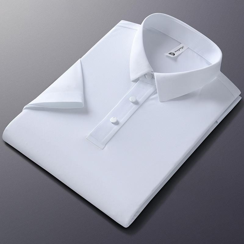 Short Sleeve T-Shirt Men'S Business Lapel Polo Shirt Solid Color Casual Half Sleeve T-Shirt Men'S