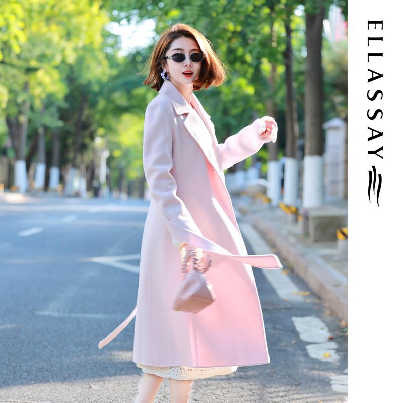 ELLASSAY Women's Wool Blend Shawl Collar Long Coat