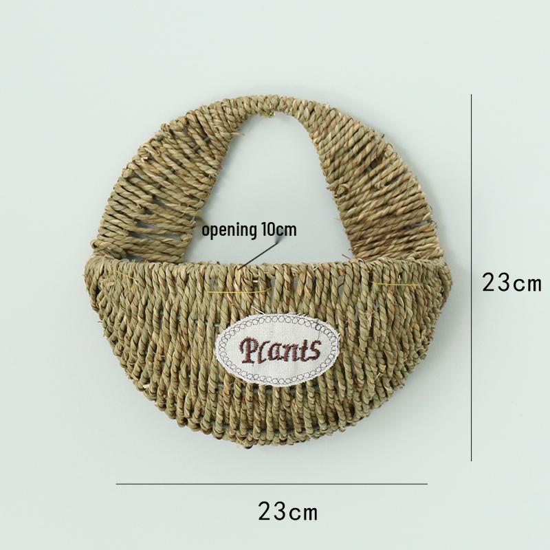 Hand-Woven Wall-Mounted Wicker Flower Basket Decoration