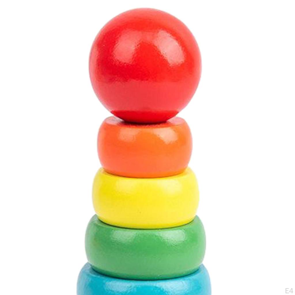 Baby Children Montessori Toys Wooden Stacking Nesting Blocks Rings