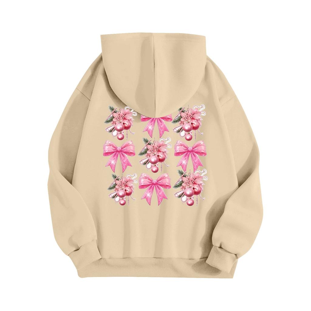 Damenmode Leichter Langarm-Pullover mit Taschen Kapuzenpullover