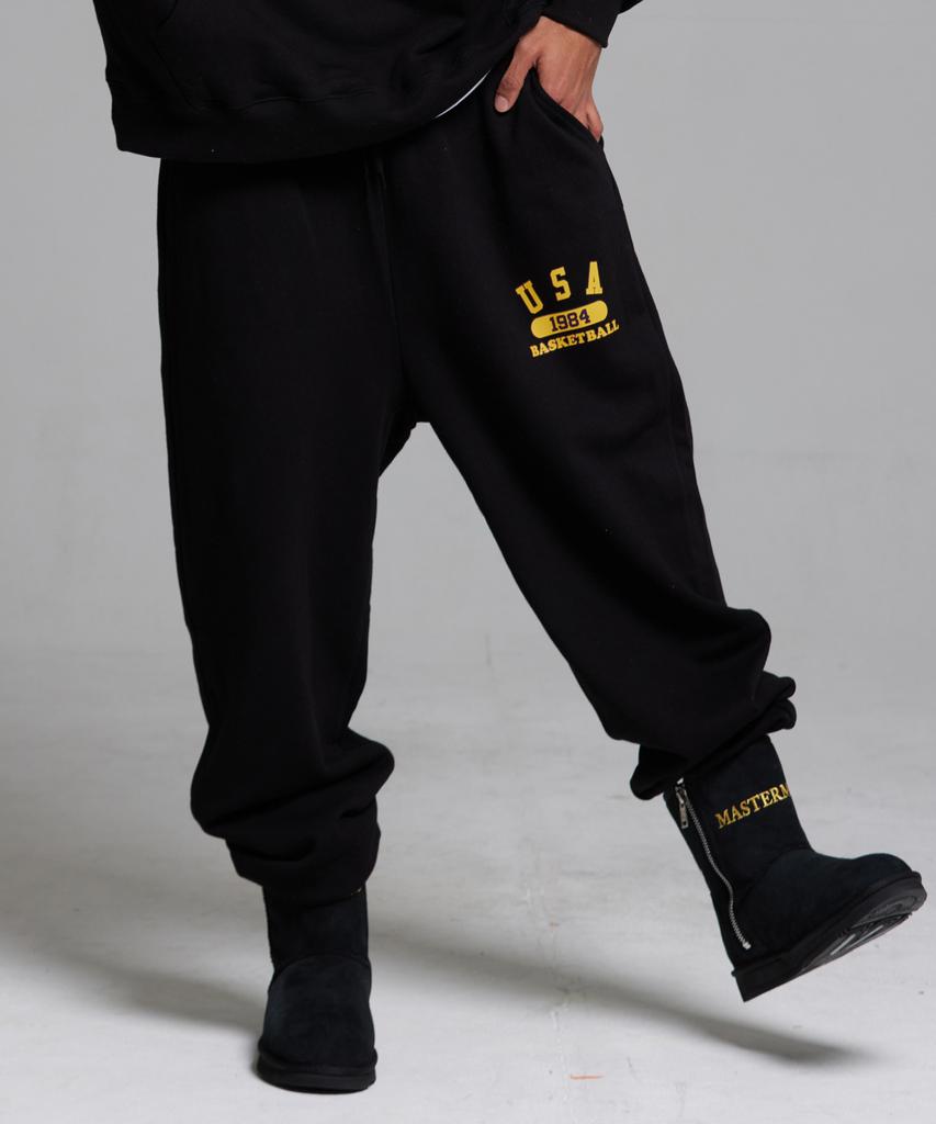 CREAM SODA LAB Usa Logo Training Jogger Pants Black Yellow