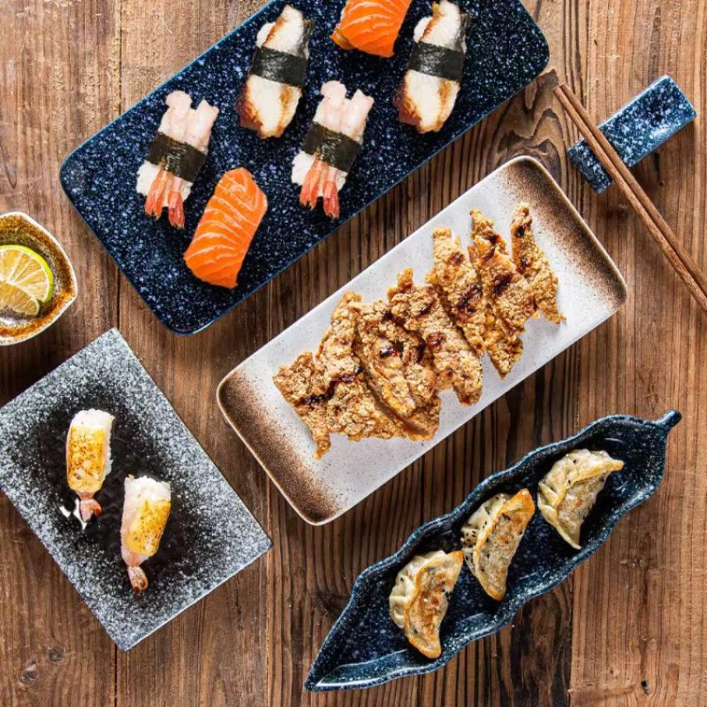 Ceramic Japanese Style Sushi Plate Rectangle Dessert Plate Kitchen Accessories Flat Plates  Home