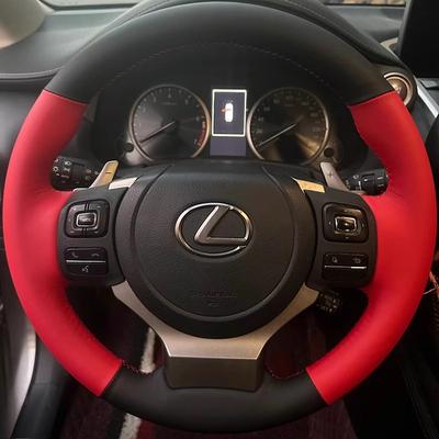 Für Lexus IS250 2014 2015 IS300 IS350 IS F-Sport IS200t 2016 2017 handgenähtes Schwarz Rot Leder Lenkradbezug