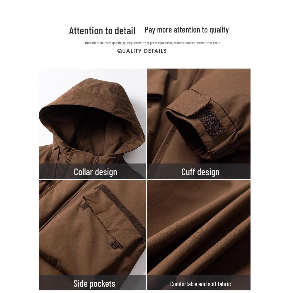 2025 Herren Winter Mittellange Daunenjacke mit Kaninchenfellfutter