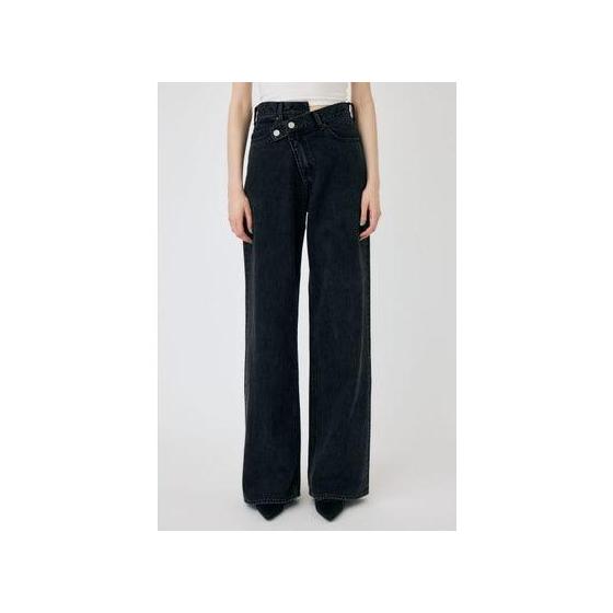 MOUSSY CROSS WAIST WIDE Straight (BLK)