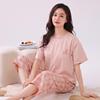 Women's Summer Cotton Pajama Set: Short Sleeve Top & Three-Quarter Pants, Thin & Plus Size