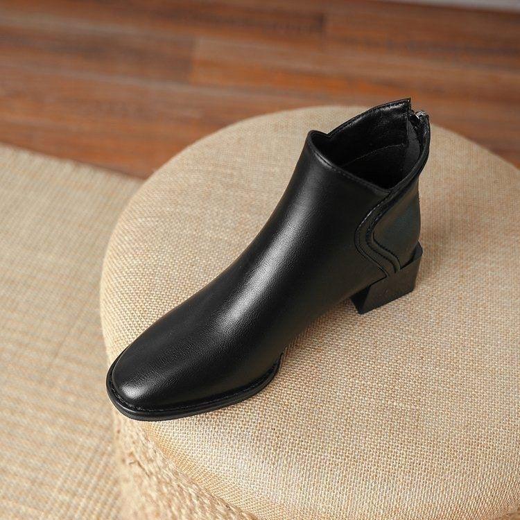 

Винтажные коричневые ботильоны с квадратным носком - Осень/Зима 2025, в стиле Челси на молнии 39