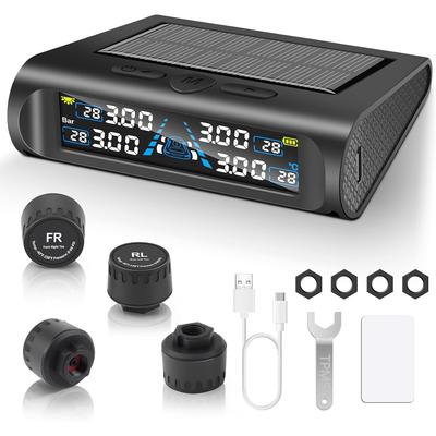Stynxro TPMS Tire Pressure Monitor, Tire Pressure Sensor for Cars, Solar/USB Charging, 6 Alarms, Real-time Monitoring, Digital Display, IP67 Waterproo