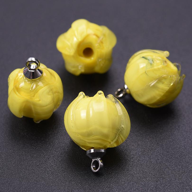 9pc Mix Glass Lily Of The Valley Pendants For Jewelry Making Supplies Colorful Flower Charm Pendant DIY Vintage Earring Bracelet