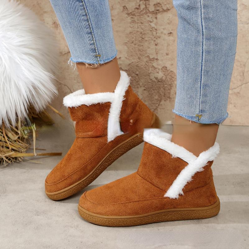 Modne Bawełniane Buty Damskie na Płaskiej Podeszwie 2024 Nowość Zimowa Ciepłe Duże Rozmiary Jednokolorowe Antypoślizgowe z Polarową Wkładką Buty Trampki