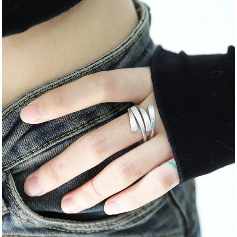 Adjustable Vintage Couple Ring Hand Hammered Texture Geometric Design Unisex Copper Plated Band