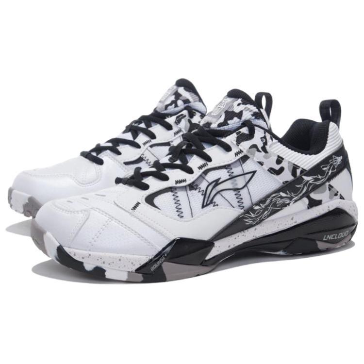 Li Ning Amortiguación Profesional Resistente a la Abrasión Soporte Rebote Zapatillas de Bádminton de Caña Baja Unisex Blanco Negro AYAR015-1