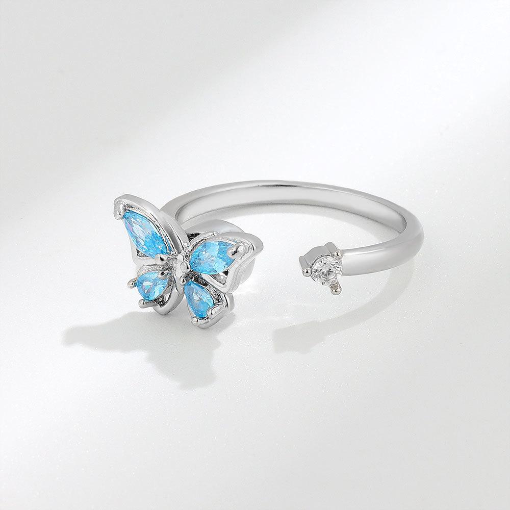 Butterfly Adjustable Ring For Women With Copper Material And Electroplating Jewelry Accessory For Fashion And Daily Wear