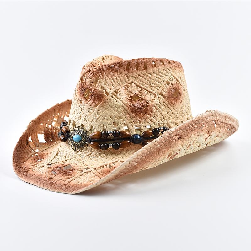 Panama Soft Handmade Cowboy Straw Hat Summer Men Women Hollowing Out Beach Hats Outdoor Travel Sun Protection Hat