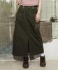 Lunakihu Wxsk008 Tsuru Cotton Long Skirt (Khaki)