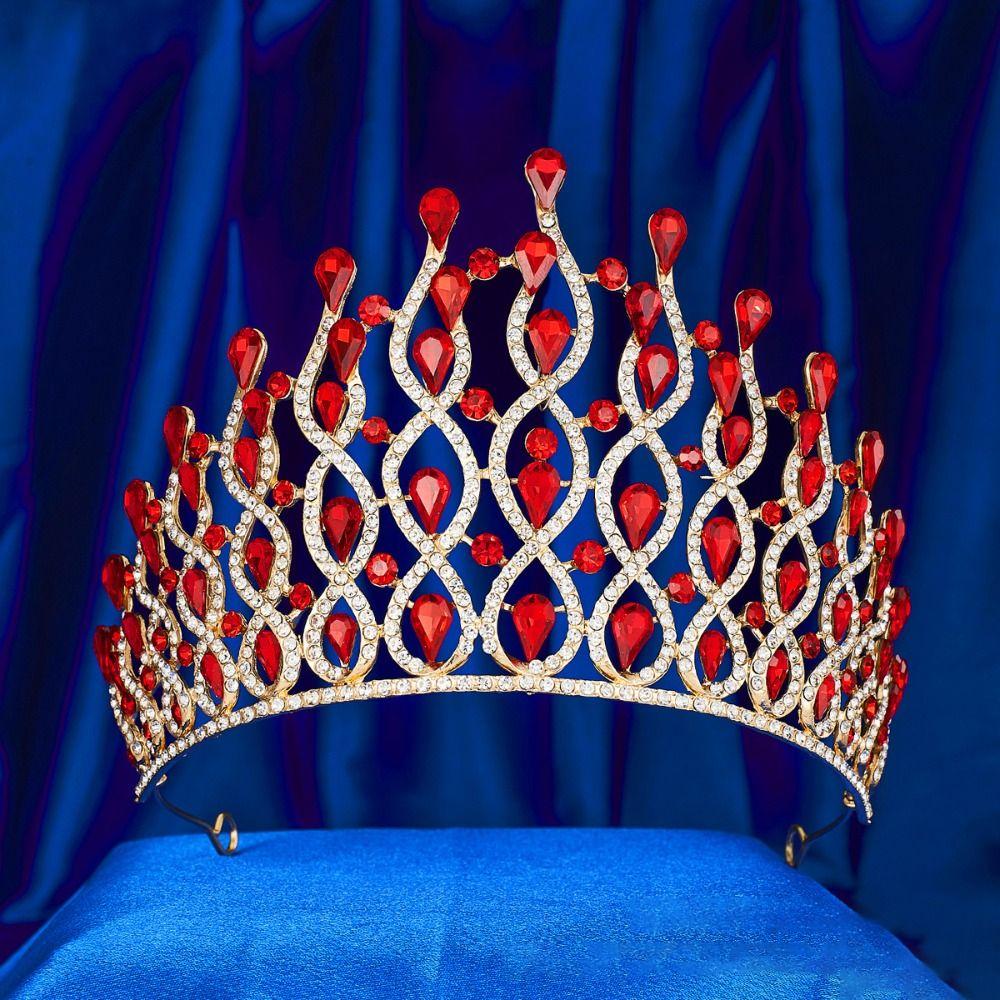 Sparkling Baroque Queen Tiaras Elegant Bridal Headwear Rhinestone Diadem Birthday Party