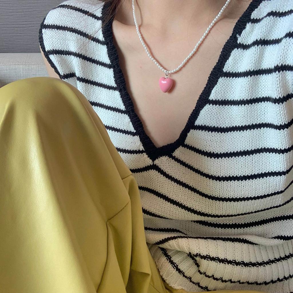 Heart Pearl Necklace Women Collarbone Chain Temperament Jewelry Wedding Gift