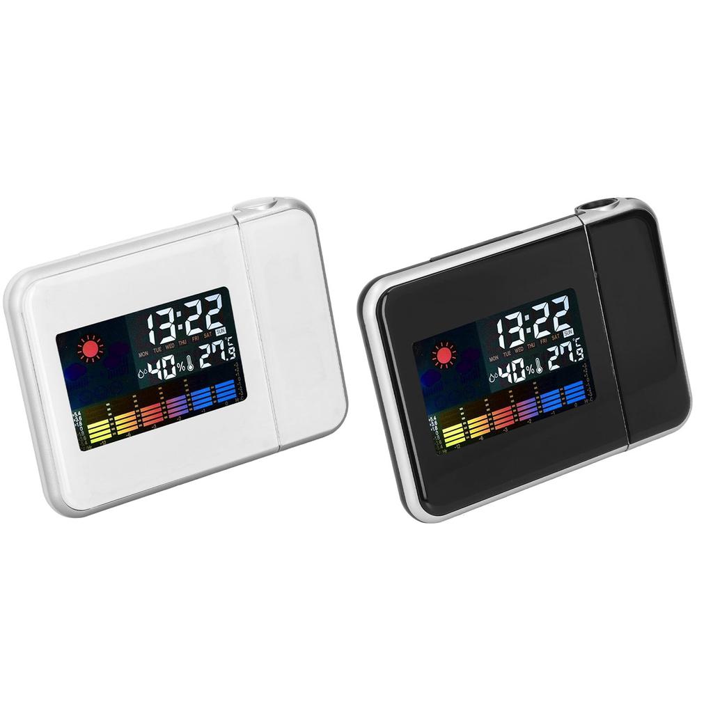 Weather Station Clock Temperature Humidity LCD Color Display LED Backlight Snooze Function Projectio