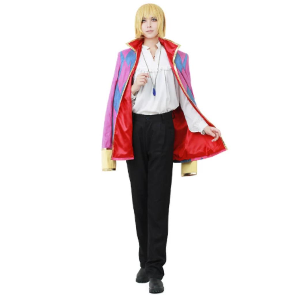 Howl Cosplay Costume Anime Full Set With Jacket Shirt Pants Necklace Earnings For Halloween Comic Con Big Size Howl Outfits
