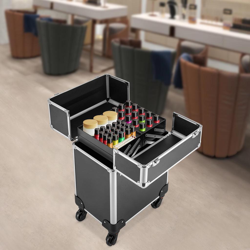 Aluminum Alloy Multi-layer Storage Box Large Capacity Trolley Makeup Box Professional Makeup Artist Toolbox 34*24*45cm