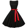 Retro Women's Polka Dot Sleeveless Swing Dress with Bow Tie Waist