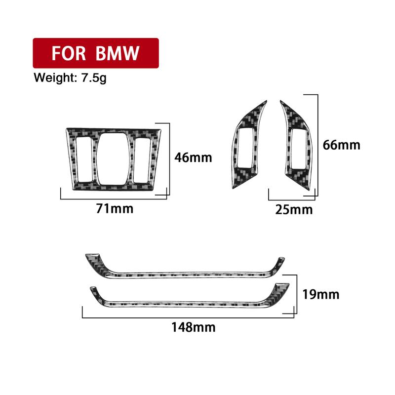 Real Carbon Fiber Car Accessories Center Air Vent Decorative Trim Cover Soft Sticker For BMW X1 F48 2016- X2 F39 2018-