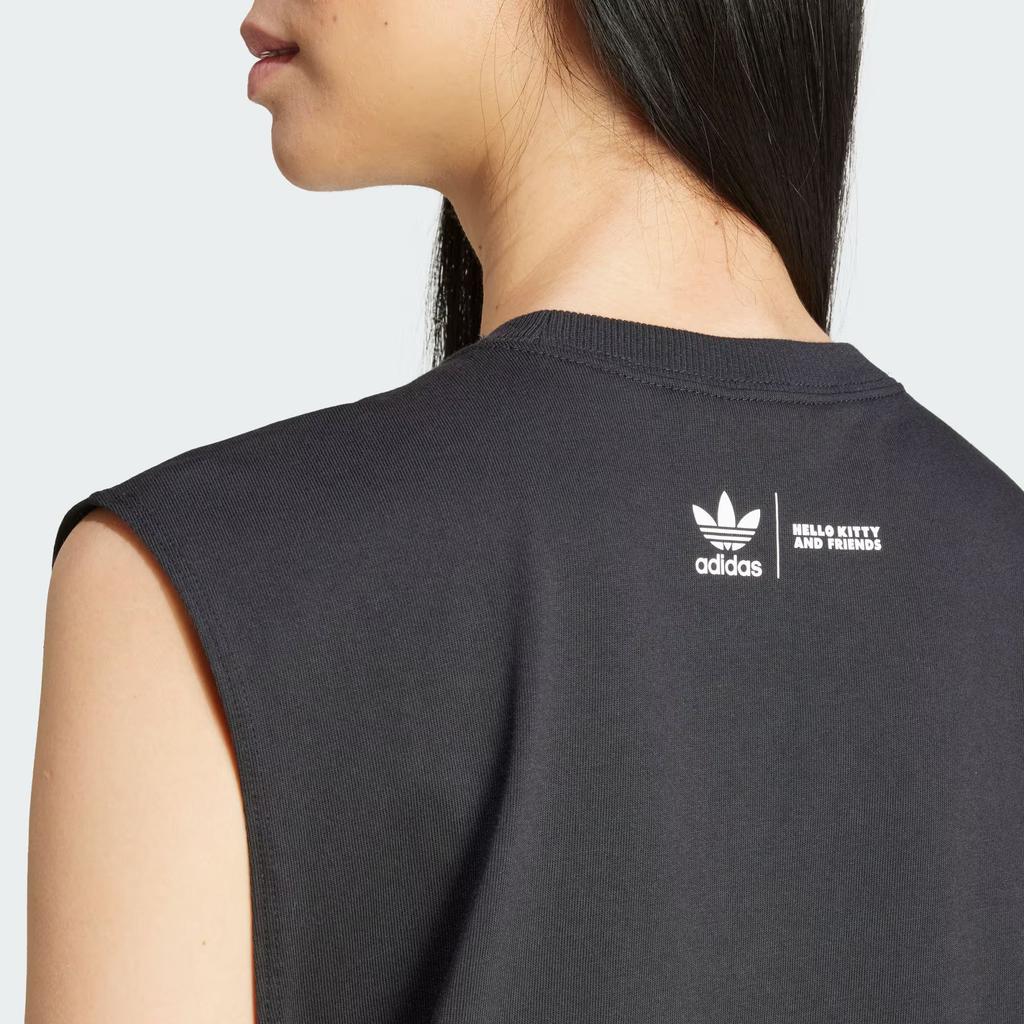 Adidas Originals X Hello Kitty Kuromi Cartoon Print Letter Tank Dress Women Dress Black JG8054