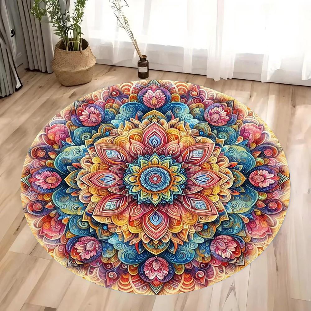 Boho Chic Moroccan Tile Round Carpet Mat Rug Euro American Geometric Mandala Colorful Home Decoration Living Room Yoga Room