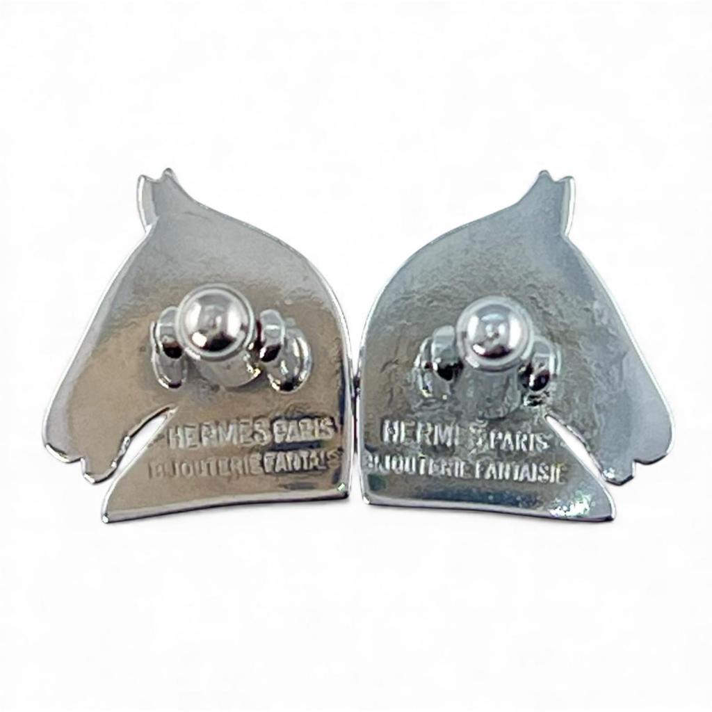 Great HERMES Cufflinks cufflinks BIJOUTERIE FANTAIS Horse Design Silver mens Used