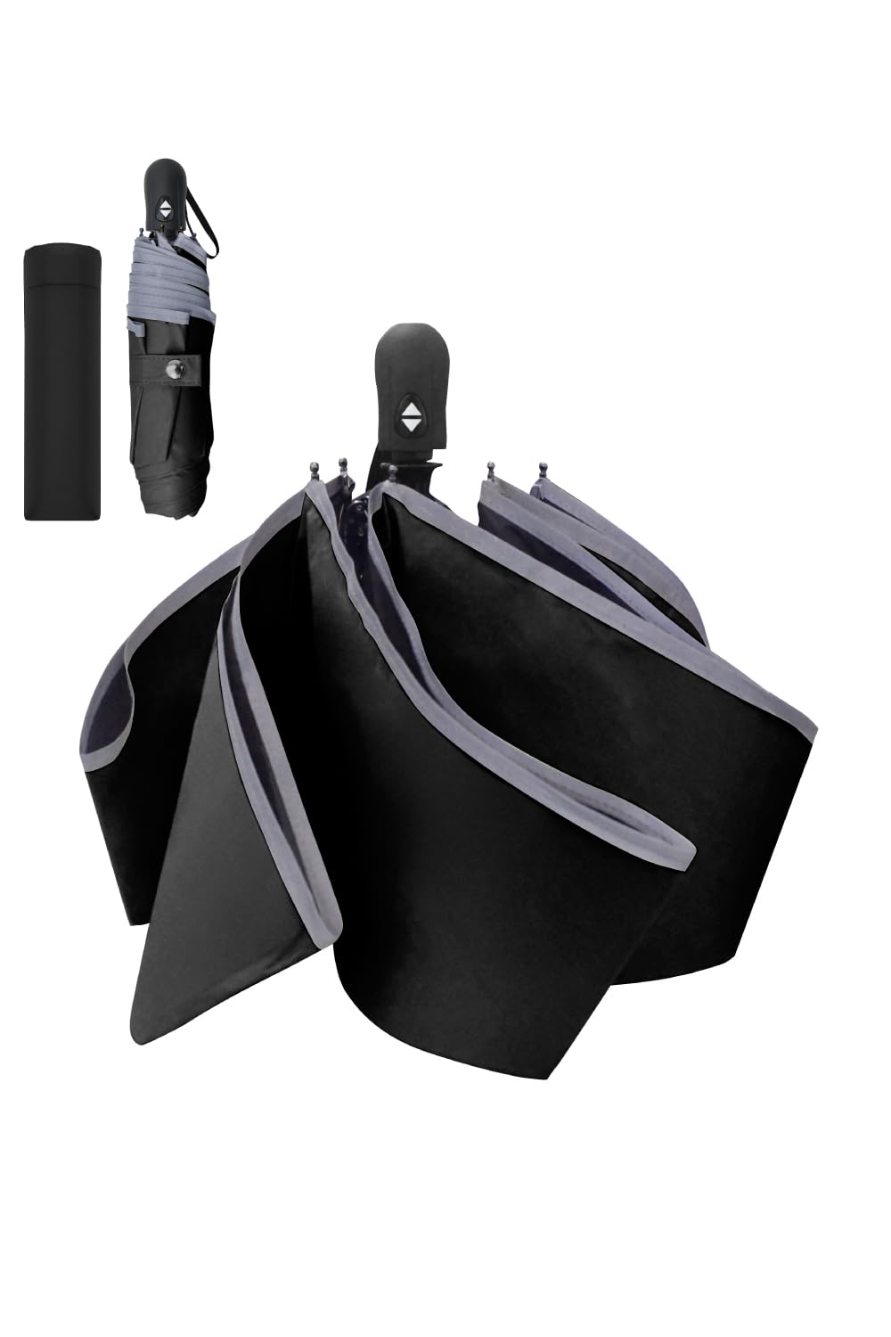 

Shizuka Will Shape Memory Folding Automatic Opening and Reflective Water Quick 6 Sun Complete Sun Heat Suitable for Sunny and Rainy Sunburn UV 6 чорний