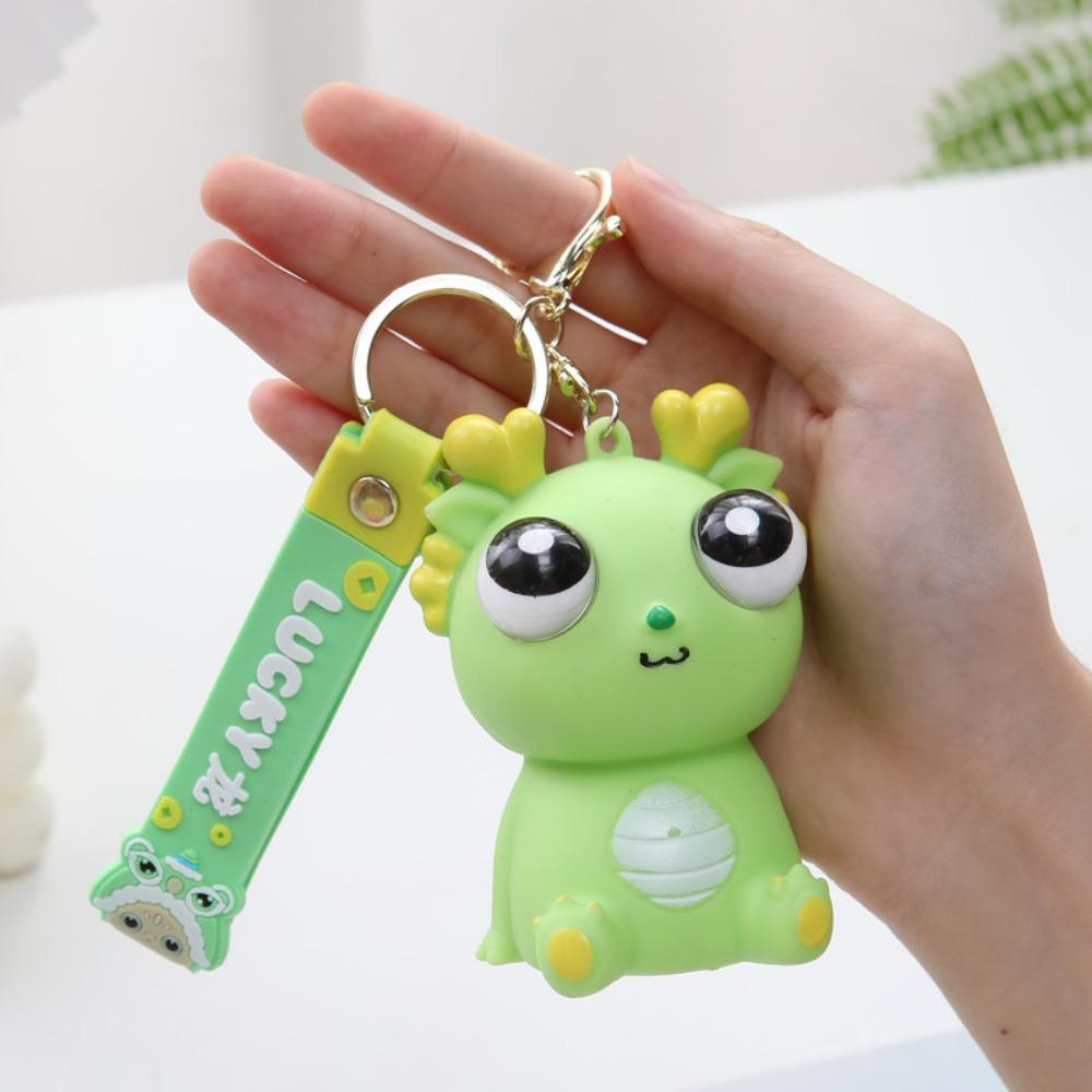 Simulation Dragon Burst Eye Dragon Keychain Cartoon Animal Novelty Doll Pop-eyed Dragon Pendant Funny Creative