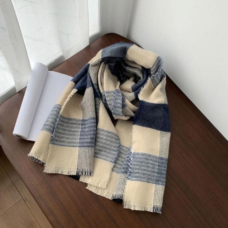 Winter Imitation Cashmere Scarf Korean Fashion Plaid Ladies Scarf Thick Warm Long Scarf Shawl