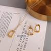 Marka French Geometric Square Necklace & Clavicle Chain Set with 18k Gold Titanium Steel Earrings Studs