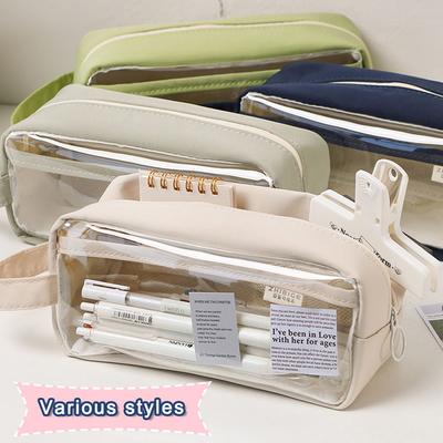 Transparent PVC Pencil Bag Japanese Style Stationery Storage Waterproof Pencil Pouch Cosmetic Bag School Student Supplies New