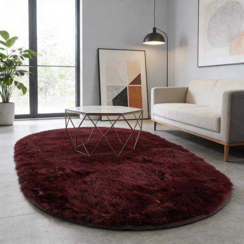 Rainbow Plush Carpet Oval Fluffy Rug For Girl Bedroom Long Pile Soft Beside Mat Large Area Rug Living Room Shaggy Kids Playroom Mat