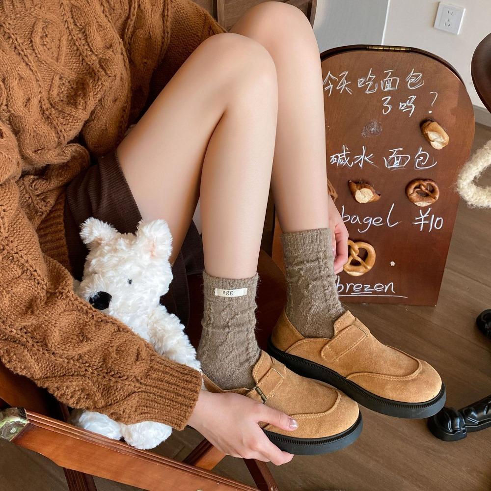 Cloth Lable Winter Socks Thick Twist Striped Socks Warm Women's Socks